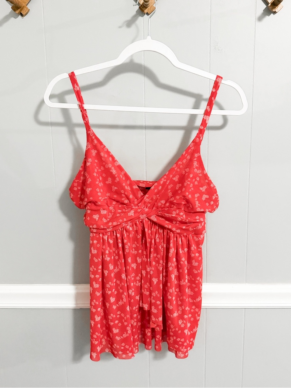 Express Flounce Red Floral Tank